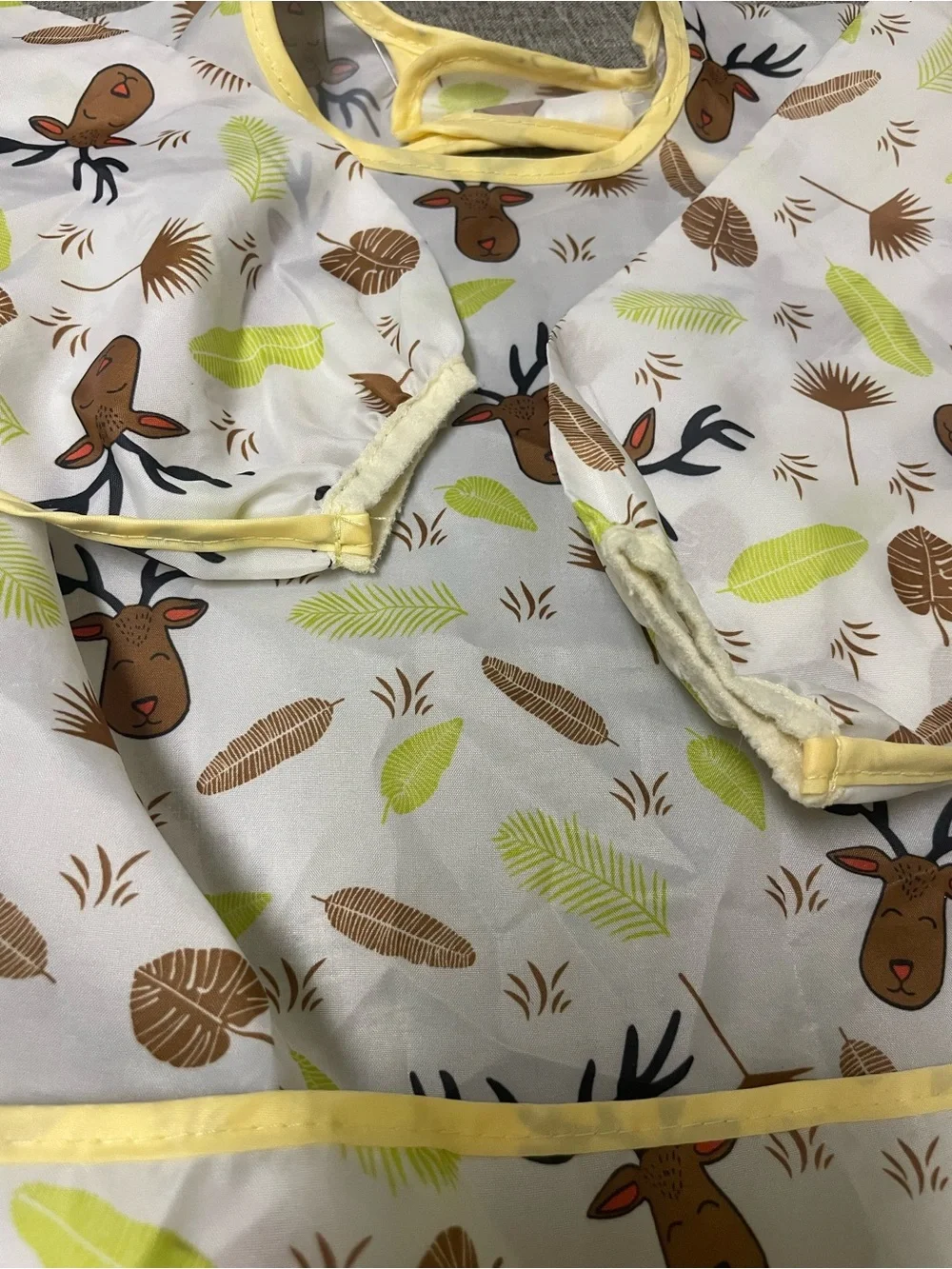 Set of Kids Waterproof Bibs with Cactus & Animal Prints - Green and Yellow